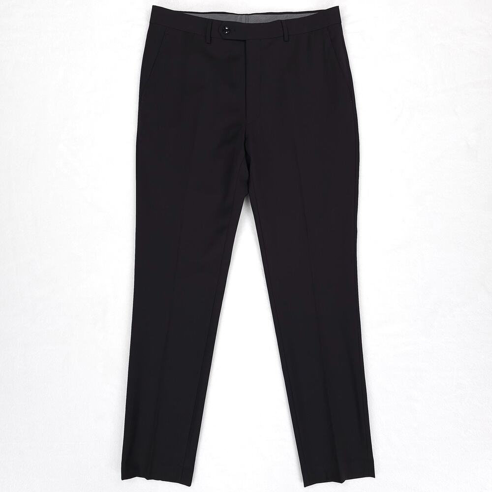 Calvin Klein Mens Skinny Fit Suit Pants 34x32 Black Solid Stretch Wool NWOT
